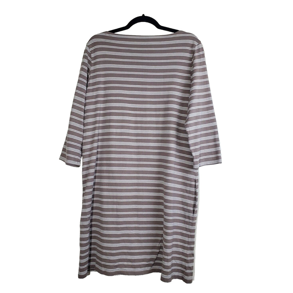 Garnet Hill Womens 14 DRESS STRIPED Brown White ORGANIC COTTON Pockets‎ XL